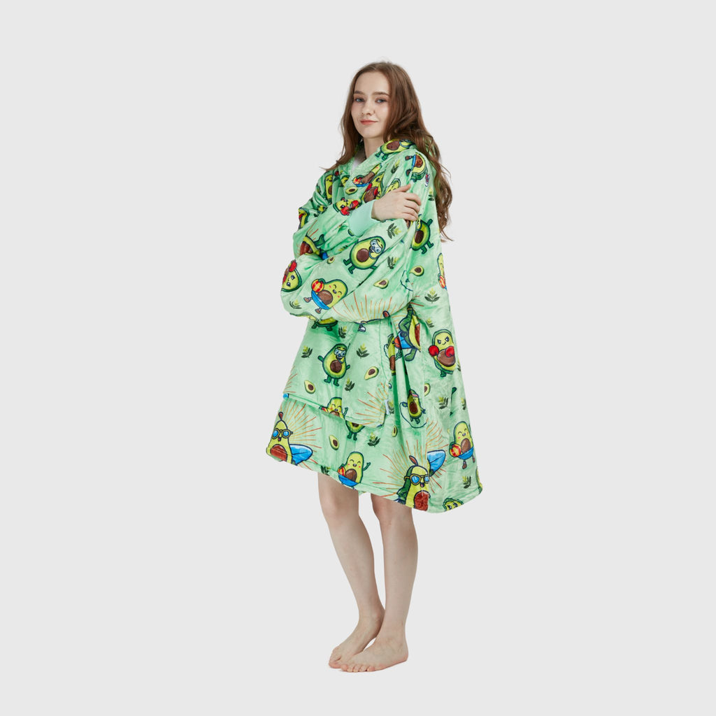 Avocado Wrap Adult Oversized Hoodie Blanket Model Arms Crossed - Hoodie Haven