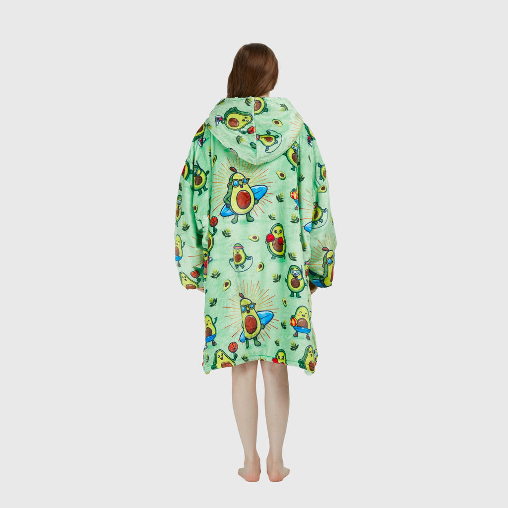 Avocado Wrap Adult Hoodie Blanket Full Back View - Hoodie Haven