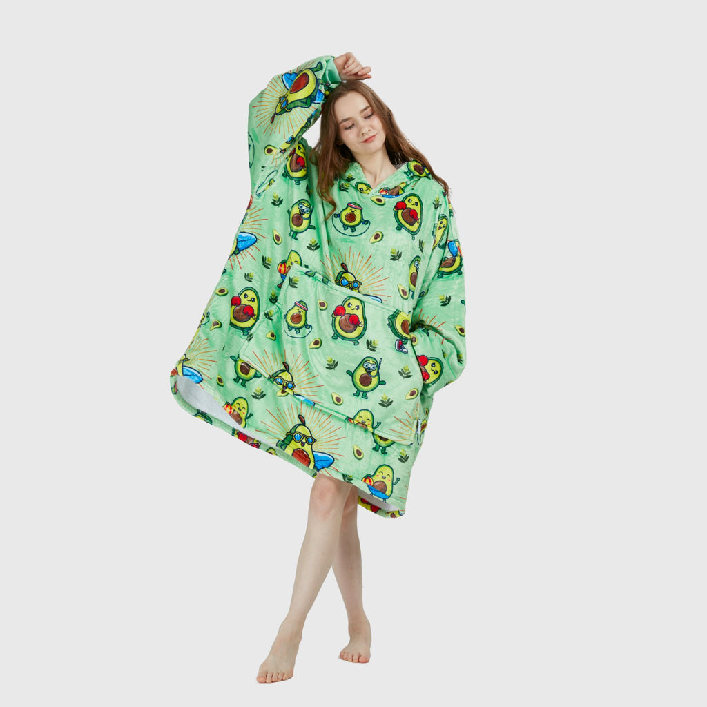 Avocado Wrap Adult Hoodie Blanket Fun Dancing Pose - Hoodie Haven