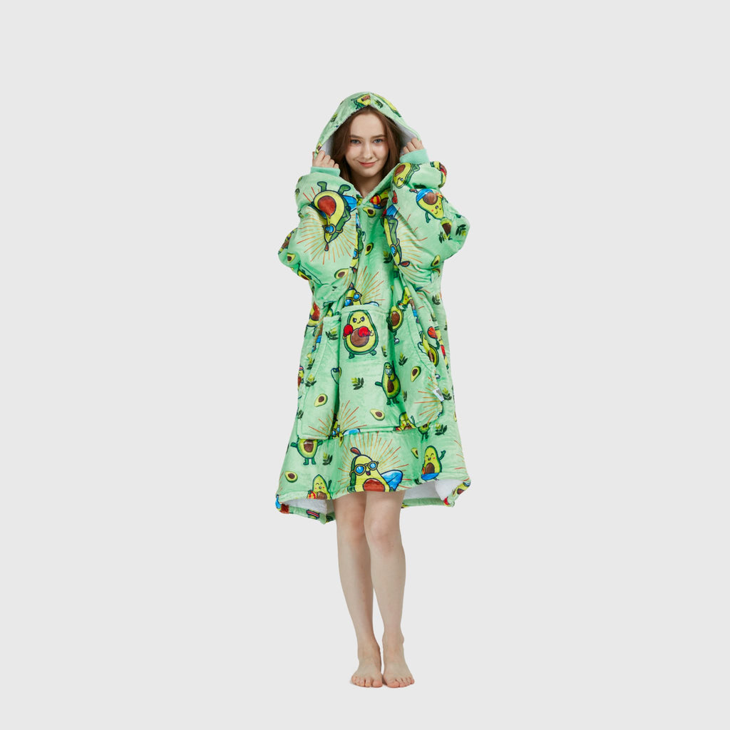 Avocado Wrap Adult Hoodie Blanket Front View - Hoodie Haven