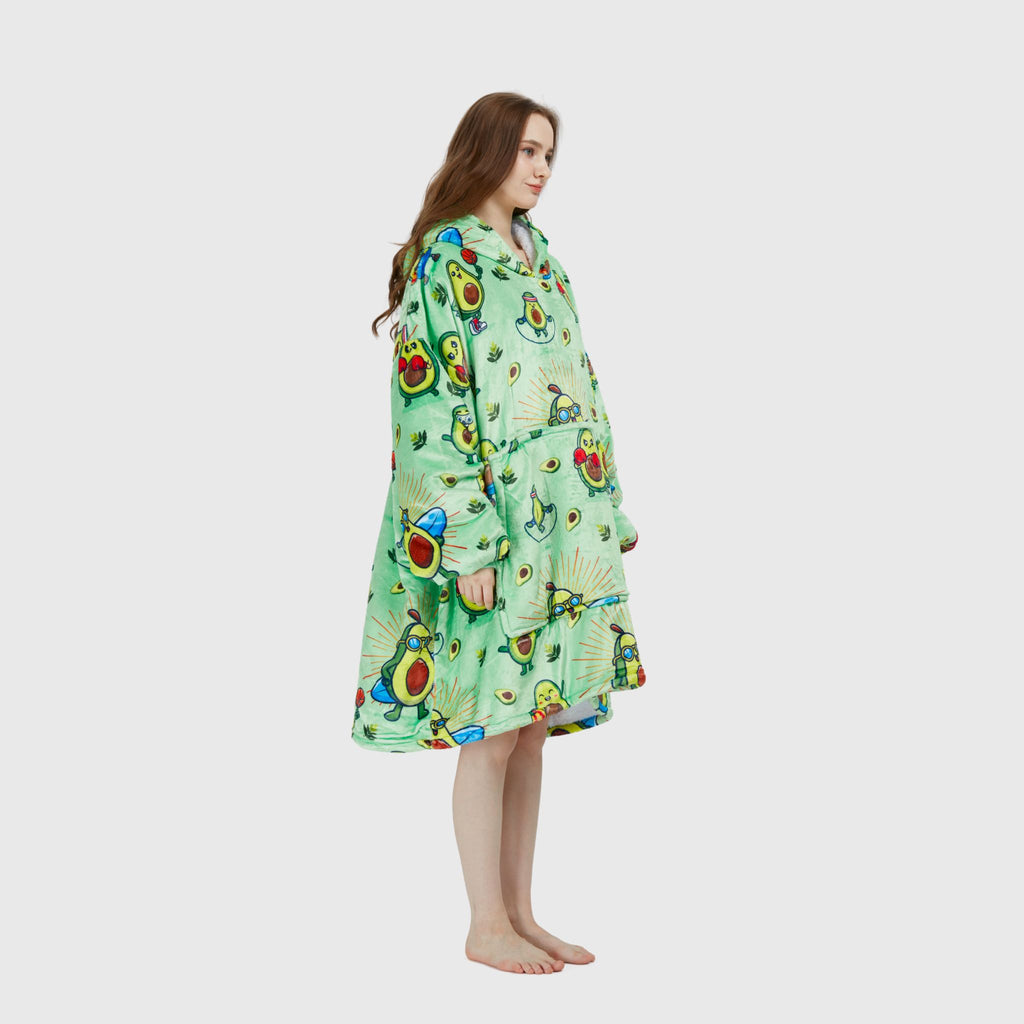 Avocado Wrap Adult Hoodie Blanket Left Side Profile - Hoodie Haven
