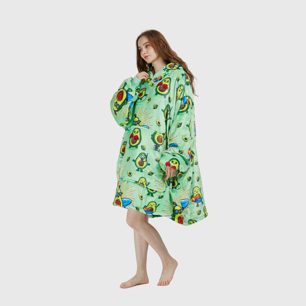 Avocado Wrap Adult Hoodie Blanket Angled Side View - Hoodie Haven