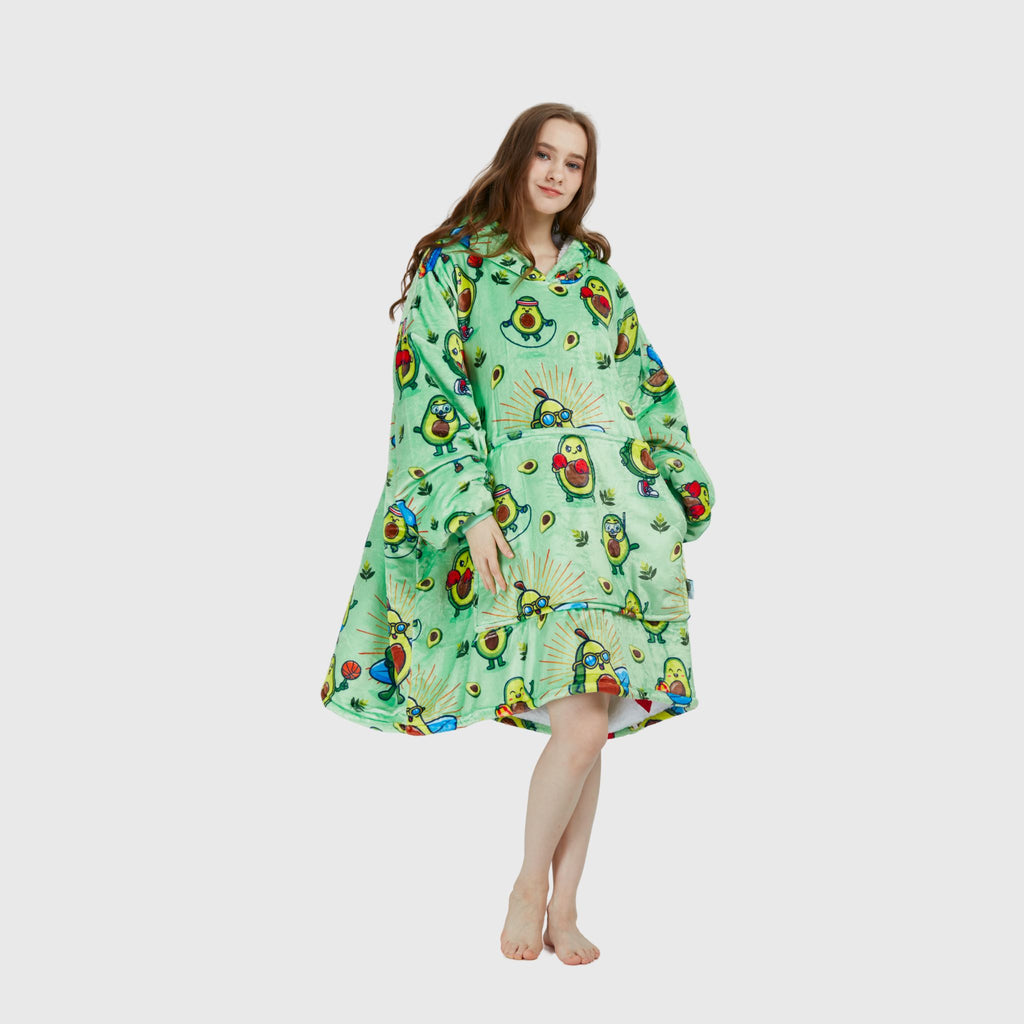 Avocado Wrap Adult Hoodie Blanket Playful Sway Pose - Hoodie Haven